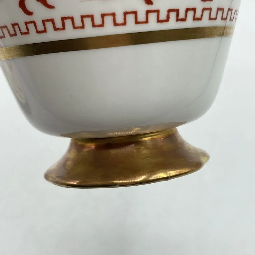 Vintage Taylor & Kent Bone China Tea Cup & Saucer Greek Figures Red Gold England